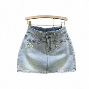 denim skirt Designer Womens Skirts With Belted High Waist Split Mini Skirt For Woman Summer Korean denim jeans Ladies Blue Streetwear Harajuku vintage R2KT#