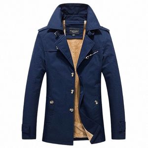 mens Casual Outerwear Classic Lg Coat Thick m Jackets New fleece Men Lg Trench Coats mens Windbreaker Brand Mens Clothing Q6h3#