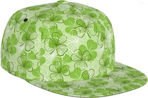 Bonés de bola St Patrick_s Day Shamrock Lucky Padrão Flat Bill Hat Unisex Snapback Boné de Beisebol Hip Hop Estilo Visor Em Branco Ajustar