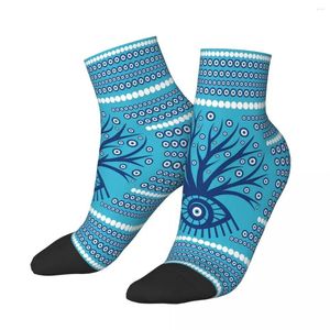 Men's Socks Greek Eye Tree Mati Mataki On Sky Blue Evil Ankle Male Mens Women Winter Stockings Harajuku