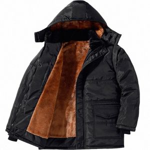 2023 Vattentäta män Fast huva med päls vinterutkläder Löst varm tjock fleece parkas vintage streetwear klassisk jacka k7f9#