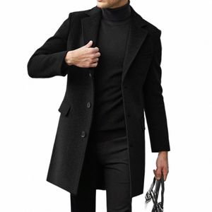 Männer Plus Size Wintermantel Reverskragen LG Sleeve gepolsterte Lederjacke Vintage verdicken Mantel Schaffelljacke Herren Topcoat P1Fm #