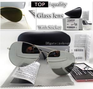 Top Qualität Gehärtetes Glas Objektiv Luxus Männer Frauen Sonnenbrille UV400 Marke Brillen Platte Spiegel Vintage Fahrer Brille Pilot Mit Box6833119