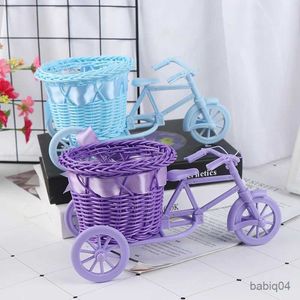 Cestini portaoggetti Cesto per fiori Vaso in rattan Deposito per biciclette Vaso galleggiante Supporto per piante Triciclo Design per bici Organizzatore