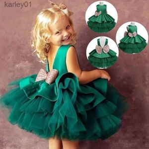 Mädchenkleider Süßes Babykleid, rückenfrei, mit Pailletten, Schleife, elegantes Partykleid für Mädchen, Hochzeit, Abend, Geburtstag, Galakleid, Weihnachten, Babykleidung yq240327