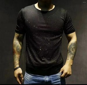 Men's T Shirts S-5XL Rhinestones Graphic T-shirt Streetwear Top Quality Man Heavy Industry Anime Clothing