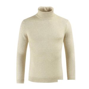 Mens Sweaters Male Sweater Men Winter Plover Turtle Neck Jumper White Knitwear Pl Homme Turtleneck Christmas Cotton Cx200804 Drop Deli Ot31V