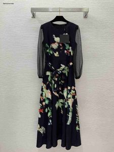 Vestido de grife vestidos femininos saias de marca perspectiva manga longa moda flor impressão logotipo vestido feminino luxo saia longa mar 27