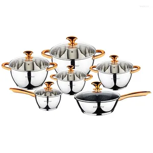 Cookware Sets Stainless Steel Pot Set Kitchenware Installed Wok Pan Soup Milk Snow Household Use Non Stick Cooking