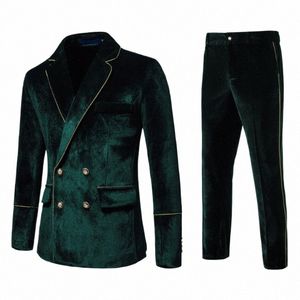 2024 New Men's High-end Veet Suits Fi Casual Dr Jacket Party Costumes Jacket and Pants Clothes for Men g9uZ#
