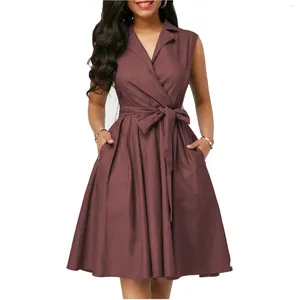 Casual Kleider Mädchen Ärmelloses Sexy Kleid Sommer Braun Vintage Party Tragen Eine Linie Hohe Taille Kurze Plissee Elegante Plus Größe Sommerkleid 5XL