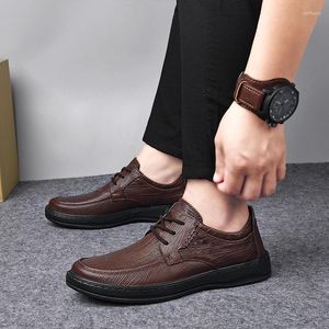 Casual Shoes Men Dress Formal Business Work Soft Genuine Leather Men's Oxford Flats