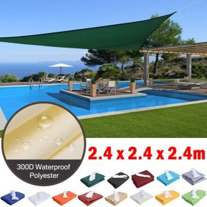 Nets 2.4x2.4x2.4m Triangle Waterproof Sun Shade Sail Outdoor Beach Camping Awning Garden Terrace Pool Sun Canopy Car Sunshade Cloth