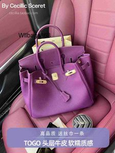 Totes Women Handbag Bk L Cecilia Sea Anemone Purple Air Field Top Layer Cowhide Bag Togo äkta läder Womens Bag 2024 Ny Noble