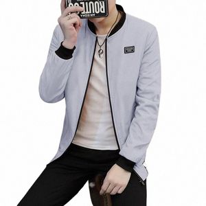 Frühling und Herbst Neue Männer Casual Jacke Mantel Solide Baseball Neck Zipper Windjacke Mantel Radfahren Anzug Vielseitige Mantel 24t5 #