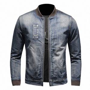 2021 Winter Plus Veet verdicken Männer Denim Jacke Jeans Mantel Baseball Kragen Reißverschluss Slim Warm Moto Bomber Blau Cowboy Outwear A4iu #