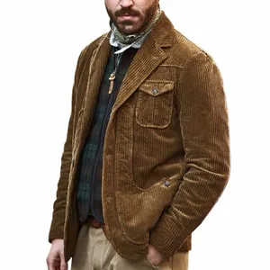 Blazer da uomo Cappotto caldo in velluto a coste monopetto Blazer in pelle da uomo per uomo 2023 Completo da uomo Novità in abiti e blazer Uomo 39it #