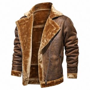 men's Autumn and Winter PU Leather Jacket New Oversized Plus Veet Thick Leather Jacket Youth Fi PU Leather Jacket Coat Z63Q#
