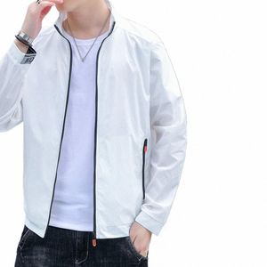 jackets Men Windbreaker Coats Lg Sleeve Pocket Zipper Solid Color Stand-up Collar Elastic Cuff Men Sunscreen Coat Men Clothes M4Yq#