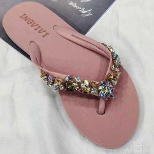 Chinelos Chinelos Slide Womens Planador Flip Verão 2023 Fasion Outdoor Rinestone Kane Wedge Beach Jelly Awaian Flats H2403261ANI