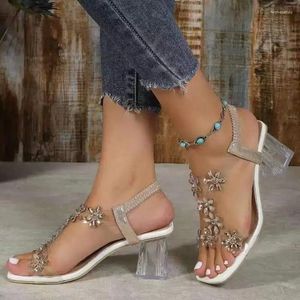 Sandals Summer 404 Women Ins Tide Crystal Cyrice Heel Fashion Midde-Heel High High Cheels Synes Shoes Mid- s