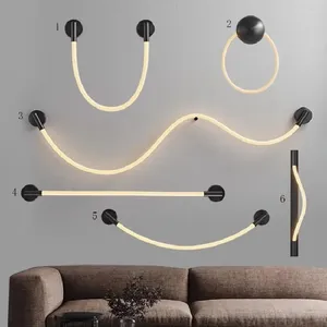 Wall Lamp Modern Minimalist Living Room Light Luxury Line Silicone Note Nordic Simple Creative Art Bedroom Bedside