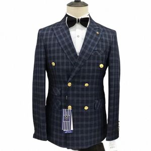 2024 Model krawiecki czarni busin garnitury Slim Fit 2-częściowy formalny smoking ślubny męski kostium Fi Blazer+spodnie 26KL#