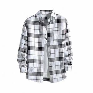 black And White Plaid Shirt Men Shirts 2024 New Spring Fi Chemise Homme Mens Checkered Shirts Lg Sleeve Shirt Men Blouse F4oF#