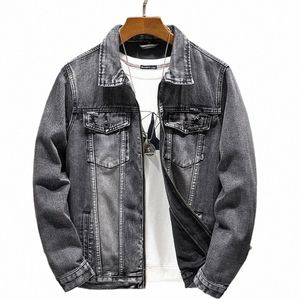 High-end Casual Denim Jacket Męska marka FI High Street Fi Smoky Grey Lose Zip Jacket Plus Size Workear Handsome Menswear 13py#