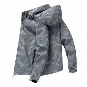 Jaqueta de caminhada com capuz Men Outdoor Bomber Jackets Waterproof Windbreaker 2024 Primavera Outono Sports Casual Cargo Jackets Mens Coats J1NR #