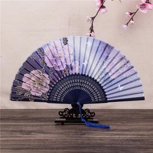 Decorative Figurines Antique Fan Folding Summer Classical Chinese Style Women's Tassel Dance Foldable Portable Small Bamboo Hand