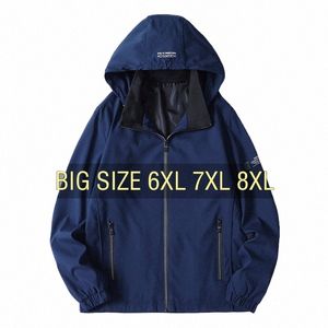 men Jacket Coats Trench Oversize Hooded Windbreaker Waterproof Plus Size 6XL 7XL 8XL Black Autumn Winter Loose Male Softshell S8D8#