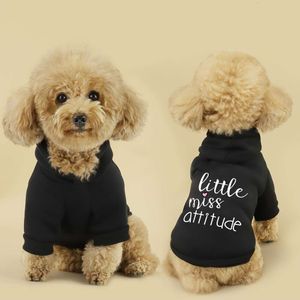 Moletom com capuz versátil para cães de 1 unidade, projetado para cães pequenos e médios, com orifício para trela nas costas e elegante com um padrão lúdico impresso de 'little Miss Attitude'