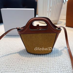 Micro Micro Mulheres Palha Bola Mini Bag Praia Lady Lady Crossbody Bags Bolsas de ombro fofo Caixa Moda Hobos Lady Fabric Balde