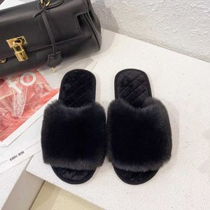 Slippers Slippers Coon Slider مناسب لخريف وشتاء خط القدمين المفتوحين العزل الجديد مع الأرضية الإناث بالإضافة إلى H240326RKZH