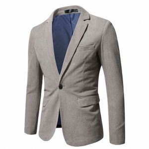 Giacca da uomo in velluto a coste Nuovo 2022 Autunno Fi Cappotto classico da uomo di alta qualità Slim Fit Blazer da uomo Plus Size M-4XL 22kv #
