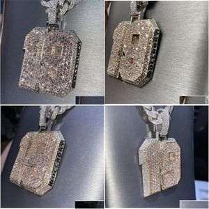 Pendant Necklaces Yu Ying Custom Number Iced Out Hand-Inlaid Moissanite Pass Diamond Tester 925 Sier For Hip Hop Cool Guys Drop Delive Otvhy