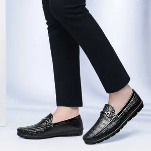 2024 повседневная мужская обувь высокого качества, роскошная модная черная обувь для деловых свиданий, переговоров, официальная вечеринка, свадьба, удобная крокодиловая обувь Lefu