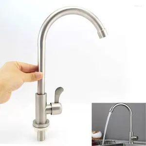 Rubinetti da cucina Rubinetto per lavello in acciaio inossidabile 304 Spruzzatore a foro singolo Rubinetto per acqua fredda con getto spazzolato Flusso flessibile a 360 gradi P1