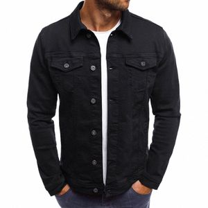 2023 Primavera Autunno Uomo Giacca di jeans nera All-match coreano Casual Fiable Maschio Butt Tinta unita Vintage Top Nuovo h2g7 #