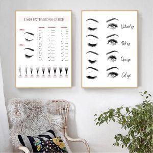 Tillbehör Lash Extensions Technician Guide Affischer and Prints Makeup Wall Art Picture Decor Eyelash Business Form Art Canvas målning