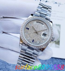 2024 Nuovo orologio da donna 40 mm quadrante con diamanti a specchio zaffiro orologi meccanici automatici orologi a doppio calendario in acciaio inossidabile per ragazze regali squisiti