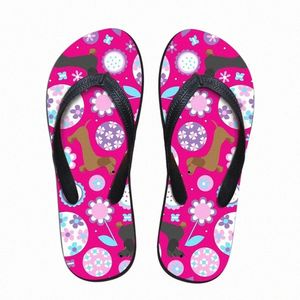 Slipare anpassade Dachshund Garden Party Brand Designer Casual Womens Home Slippers Flat toffel Summer Fashion Flip Flops For Ladies Sandals E0gs#