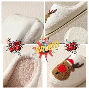 Comfortable Home Cute Cartoon Santa Claus Couples GAI Designer Elk Lovely Thick Plush Unisex Winter White slippers Cream cotton 2024 size36-45 slides womens mens