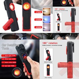 Update Car Detailing Tools USB Flashlight Inspection Light Paint Finish Lamp Scan Swirl Magnetic Grip Auto Repair Working Lights