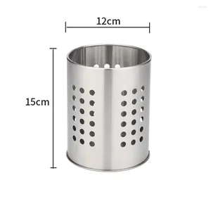 Förvaringsflaskor rostfritt stål redskapshållare kök bestick stativ rack dräneringssked gaffel pinnar korg arrangör