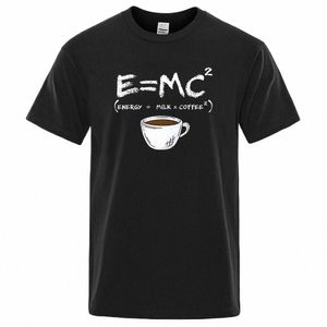 エネルギー=ミルク+コーヒー印刷の男性Tシャツカジュアル通気性Tシャツ面白いコットルーズティーシャツストリート特大のTシャツman l5as＃