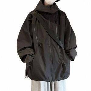 winddichter Kapuzen-Trenchcoat Herbst-Winter-Trenchcoat Herren-Windbreaker-Mantel mit Kapuze und Reißverschlussleiste Stilvoll für den Herbst M5Em #