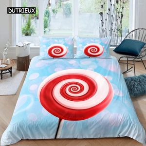 Bedding Sets Lollipop Duvet Capa Conjunto de alimentos Extimensionário Bubble azul para crianças Mulheres Mulheres Dreamy Quilt