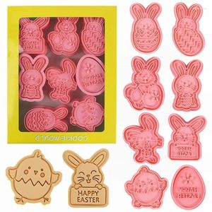 Formy do pieczenia 8pcs/Set Easter Cookie Cutter 3D Egg Biscuit Fondant Forma Home Party DIY Forms